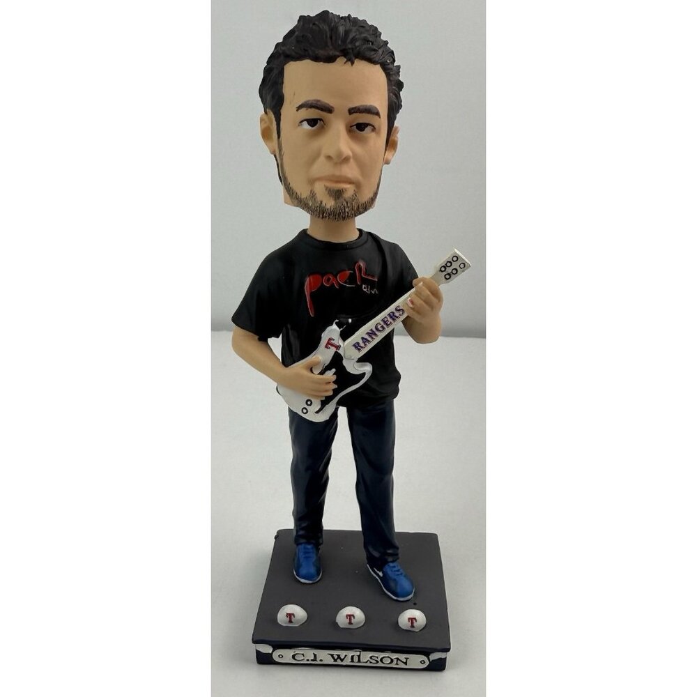 TEXAS RANGERS C.J. WILSON LHP 36 2008 LIMITED EDITION BOBBLE HEAD GUITAR W/BOX